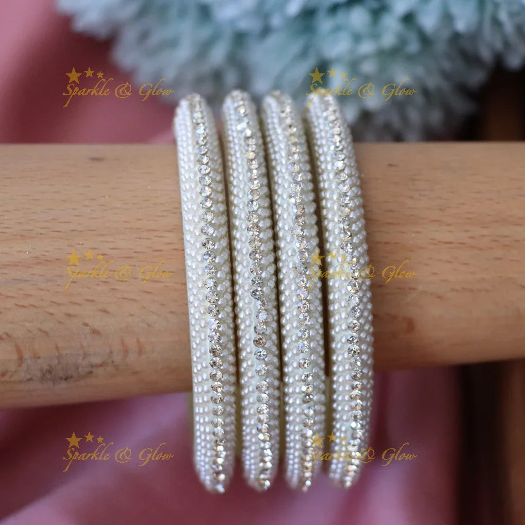 Elegant Pearl and Silver Bangles for Every Festive Occasion