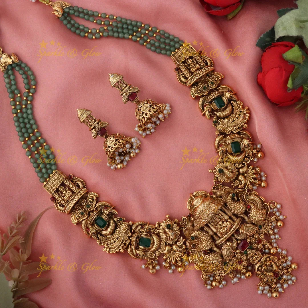 Exquisite Temple Design Lakshmi Necklace - Perfect Elegance