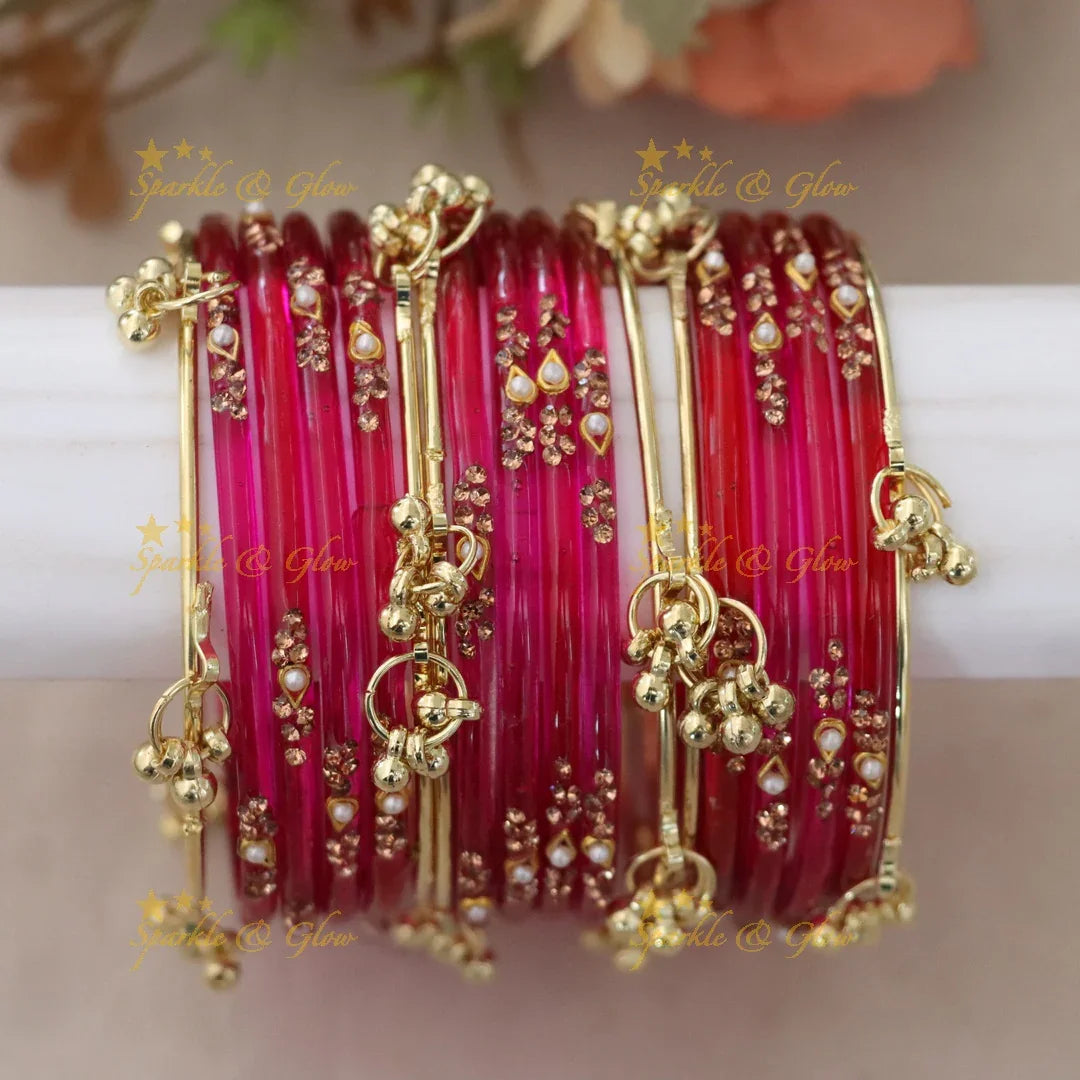 Elegant Red and Gold Bangles - Perfect for Weddings