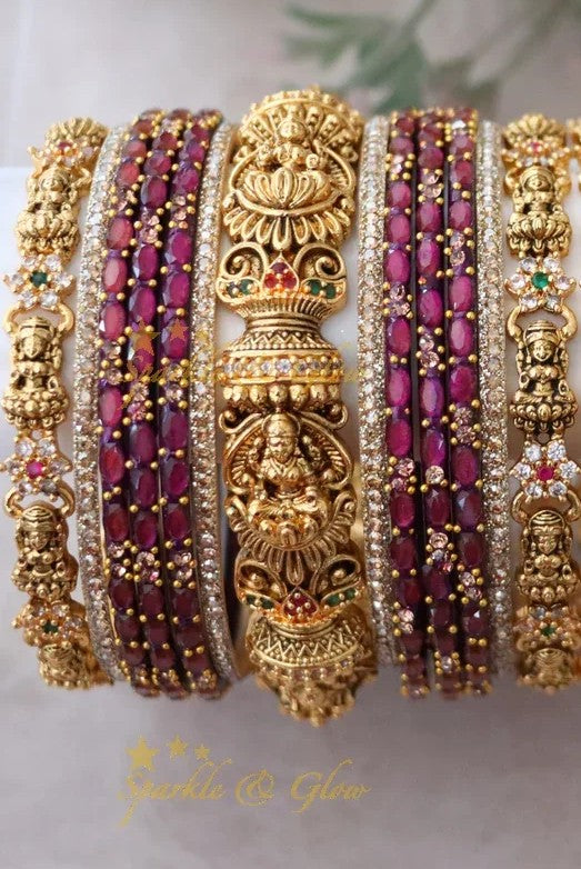 Exquisite Lakshmi Bridal Bangles with Floral Design
