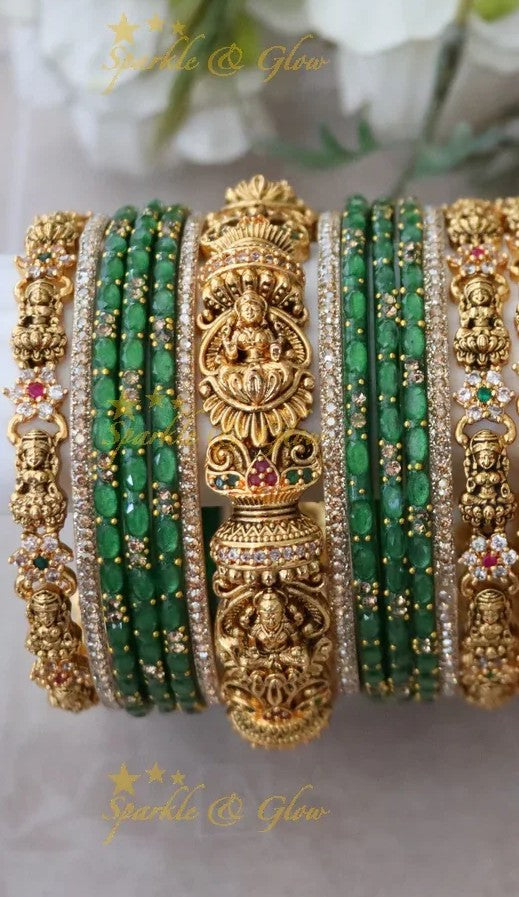 Exquisite Lakshmi Bridal Bangles with Floral Design