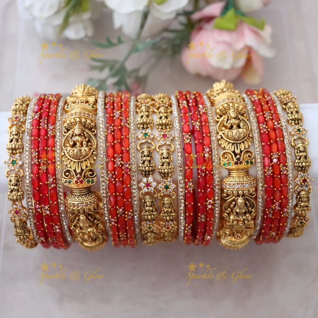 Exquisite Lakshmi Bridal Bangles with Floral Design
