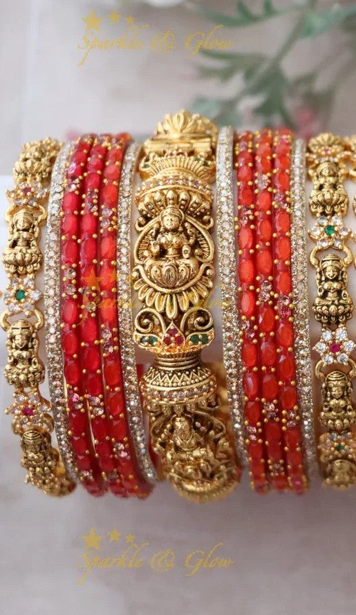 Exquisite Lakshmi Bridal Bangles with Floral Design