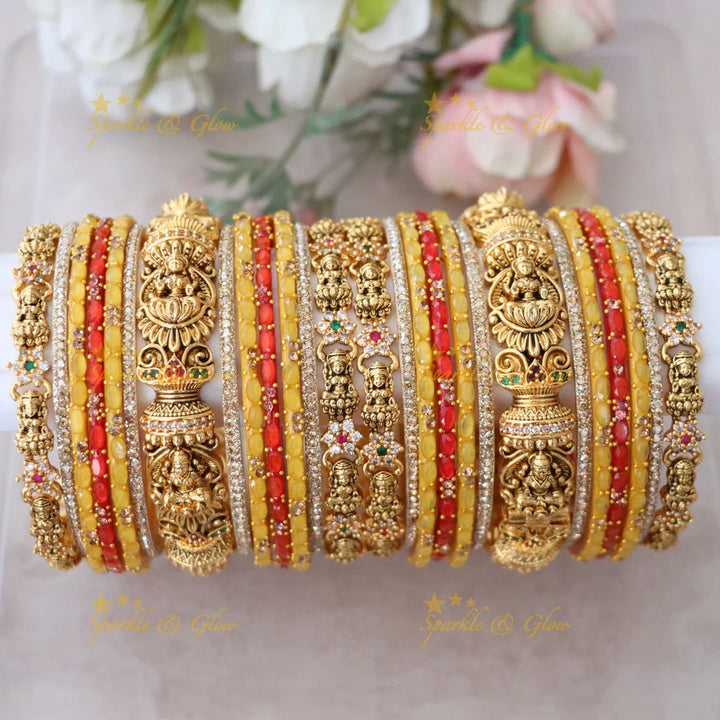 Exquisite Lakshmi Bridal Bangles with Floral Design