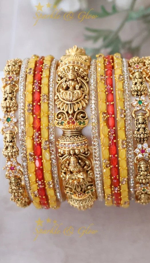 Exquisite Lakshmi Bridal Bangles with Floral Design
