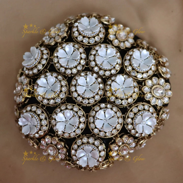 Exquisite Gold Floral Bridal Hair Bun Accessory