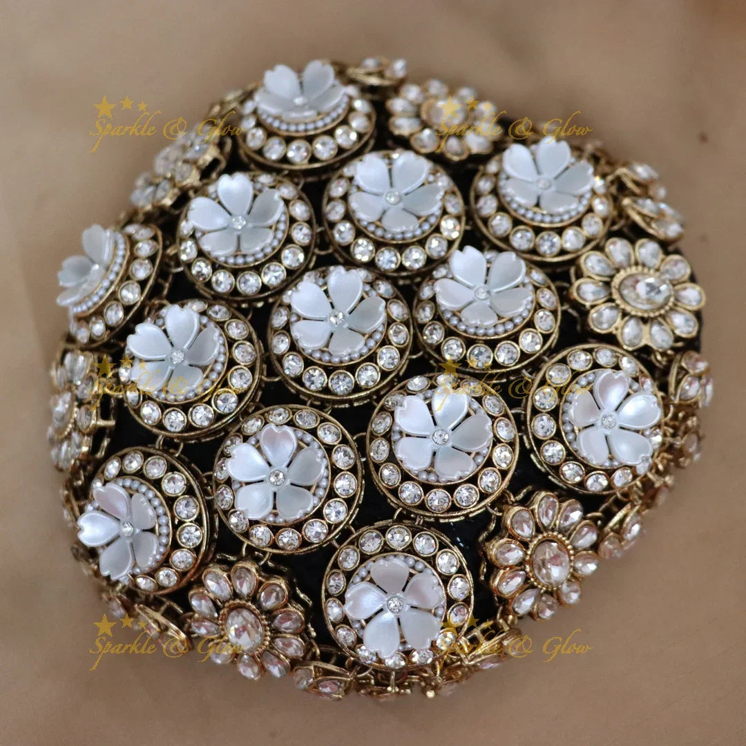 Exquisite Gold Floral Bridal Hair Bun Accessory