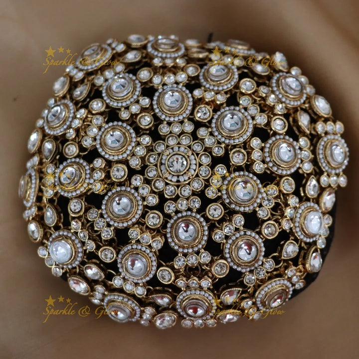 Pearl Gold Bun Accessory - Ideal for Weddings & Festive Events