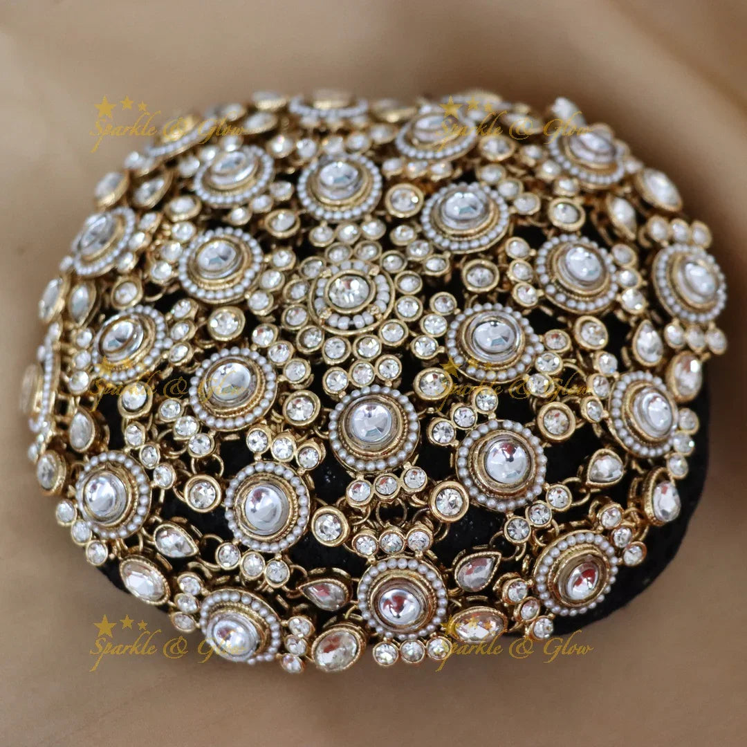 Pearl Gold Bun Accessory - Ideal for Weddings & Festive Events