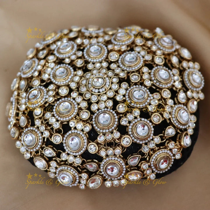 Pearl Gold Bun Accessory - Ideal for Weddings & Festive Events