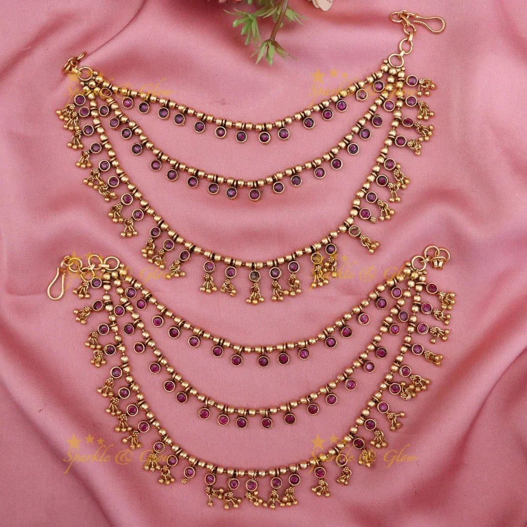 Exquisite Gold Ear Chains for Festive Celebrations