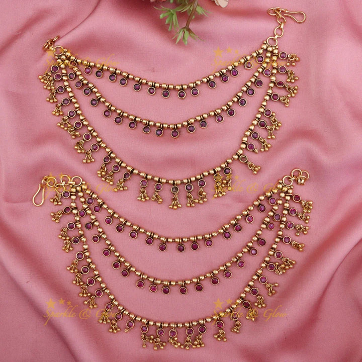 Exquisite Gold Ear Chains for Festive Celebrations