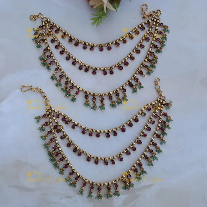 Exquisite Gold Ear Chains for Festive Celebrations