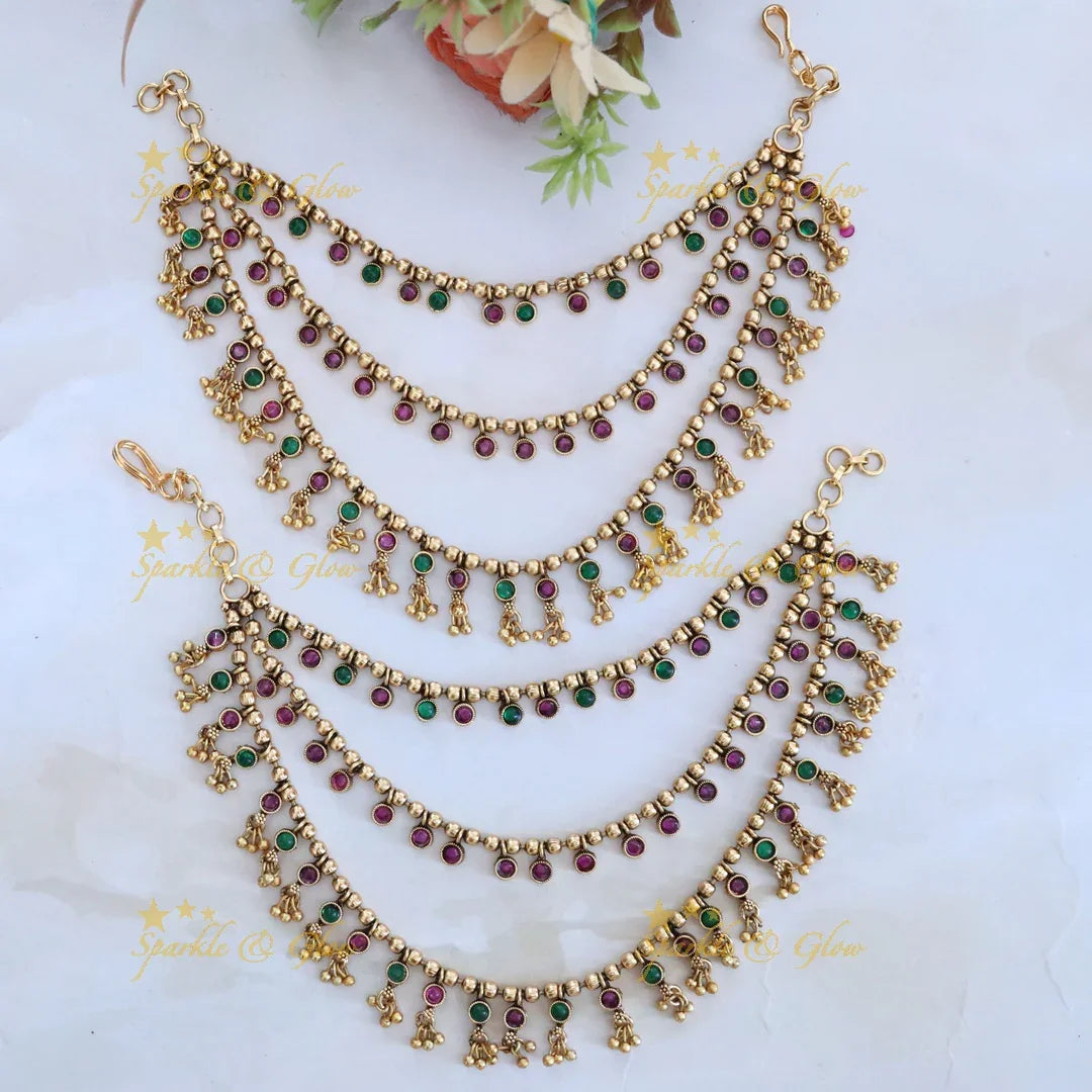 Exquisite Gold Ear Chains for Festive Celebrations