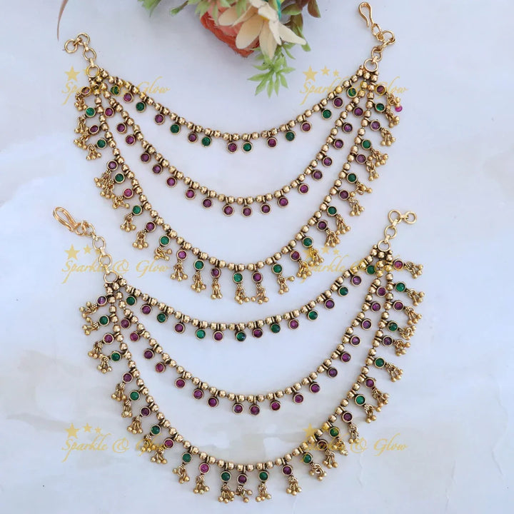 Exquisite Gold Ear Chains for Festive Celebrations