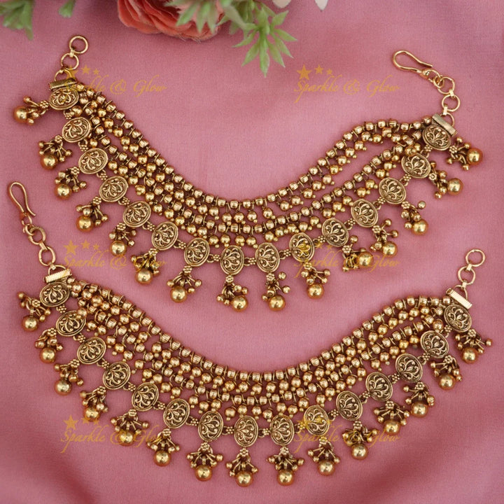 Exquisite Gold Lotus Coin Earchain for Elegant Festivities