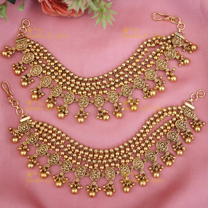 Exquisite Gold Lotus Coin Earchain for Elegant Festivities