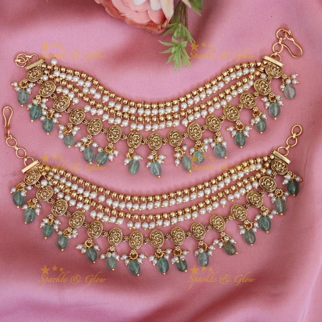 Exquisite Gold Lotus Coin Earchain for Elegant Festivities