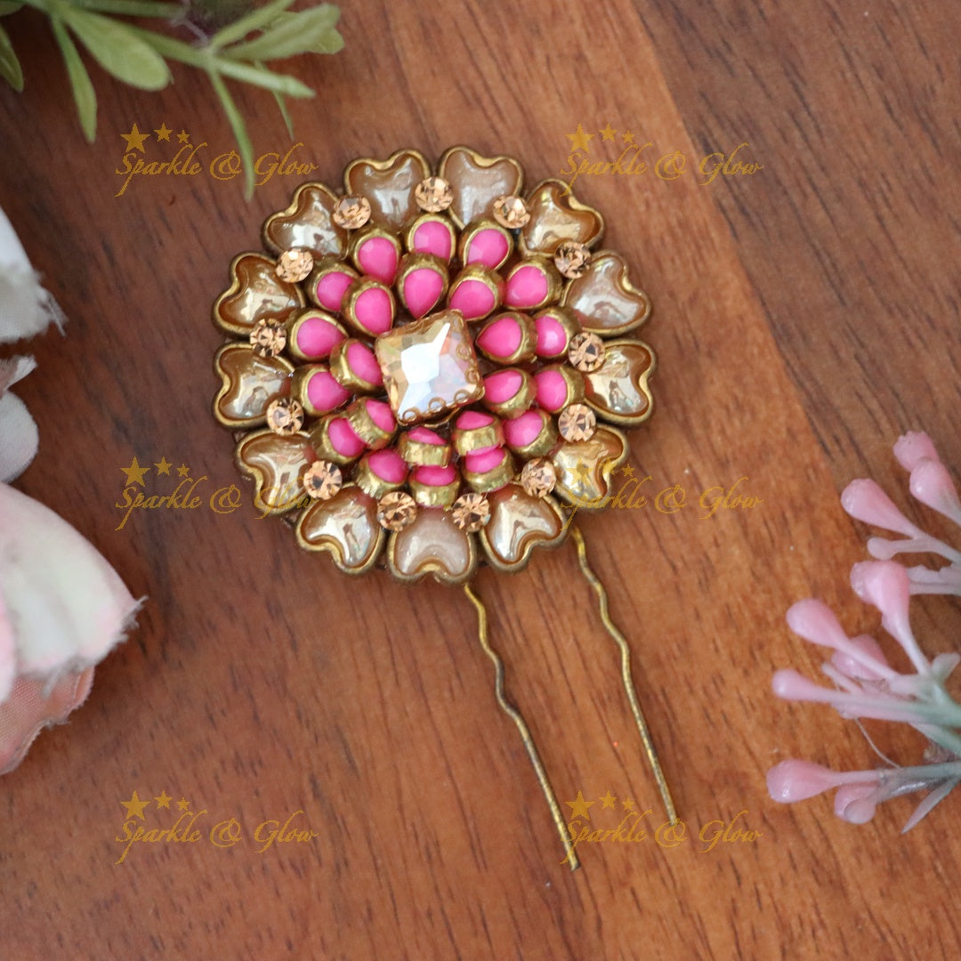 Elegant Gold Floral Hair Pin for Festive Celebrations