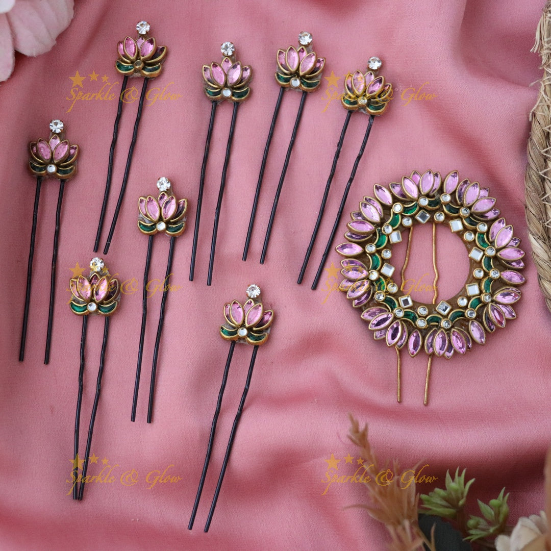 Exquisite Lotus Hair Pin Set for Bridal Elegance