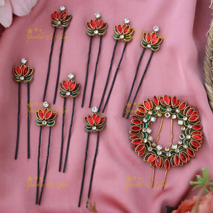 Exquisite Lotus Hair Pin Set for Bridal Elegance