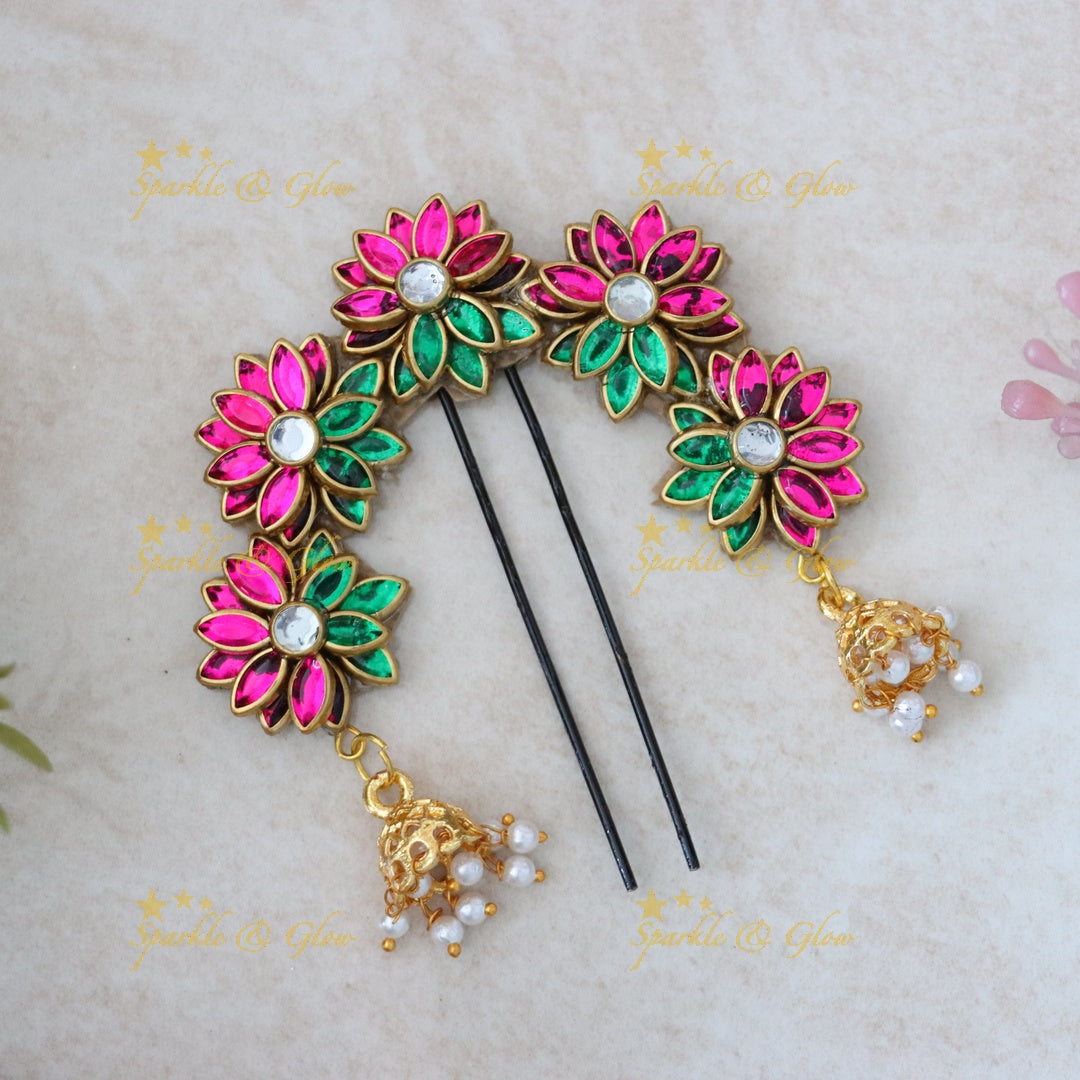 Elegant Gold-Plated Floral Hair Pin for Weddings