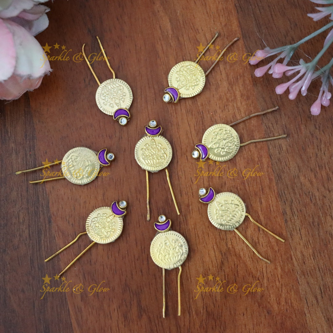 Exquisite Gold Plated Hair Pins for Weddings & Festivals-set of 8