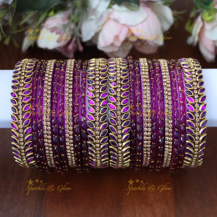 Exquisite Festive Silk Thread Bangle Set with Gold Finish TWO HAND