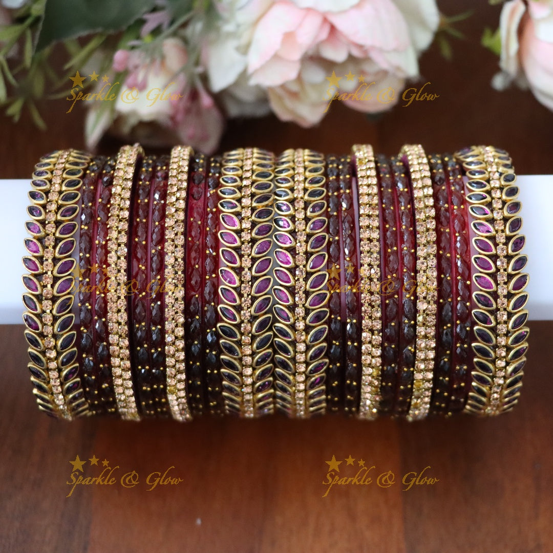 Exquisite Festive Silk Thread Bangle Set with Gold Finish TWO HAND
