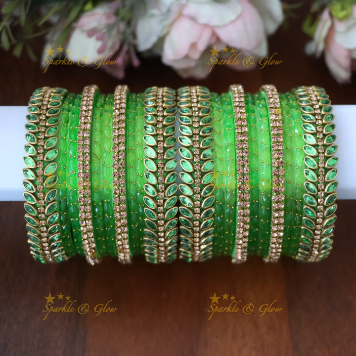 Exquisite Festive Silk Thread Bangle Set with Gold Finish TWO HAND