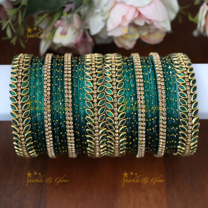 Exquisite Festive Silk Thread Bangle Set with Gold Finish TWO HAND