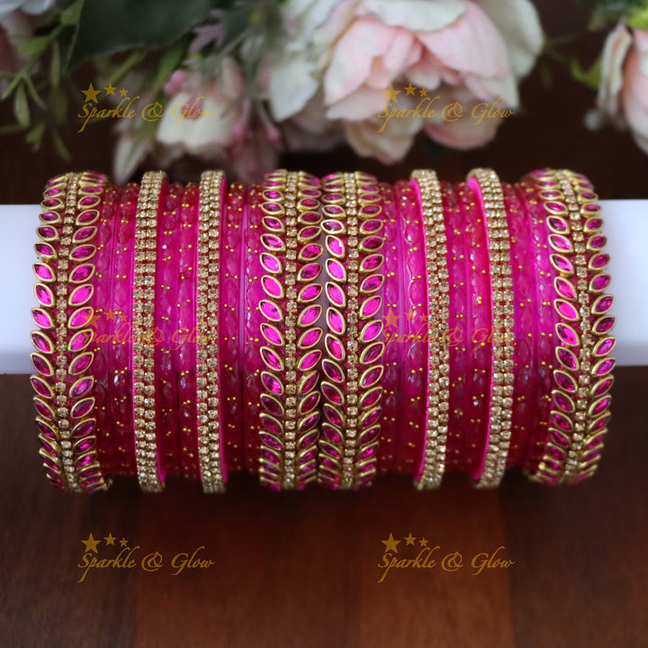 Exquisite Festive Silk Thread Bangle Set with Gold Finish TWO HAND