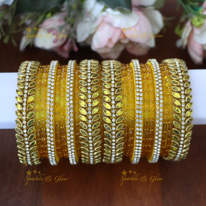 Exquisite Festive Silk Thread Bangle Set with Gold Finish TWO HAND