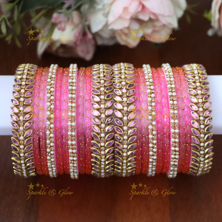 Exquisite Festive Silk Thread Bangle Set with Gold Finish TWO HAND