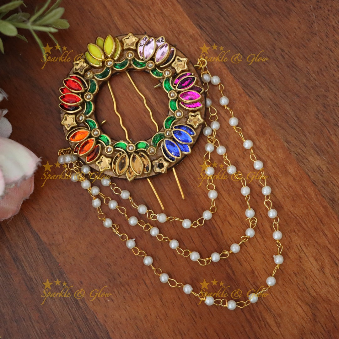Multicolor Gold Hairpin for Festive Glamour