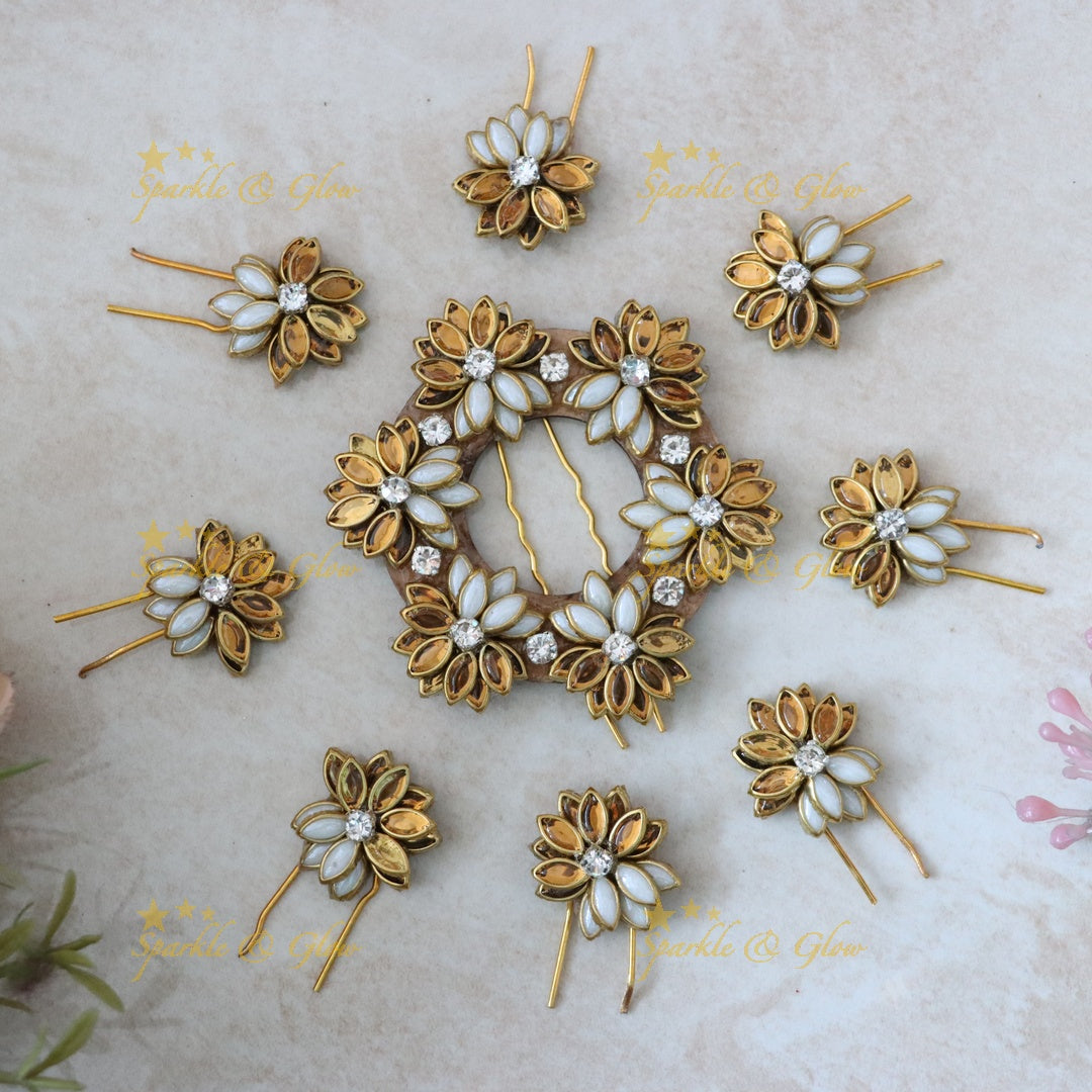 Elegant Gold Floral Hairpins for All Festive Styles