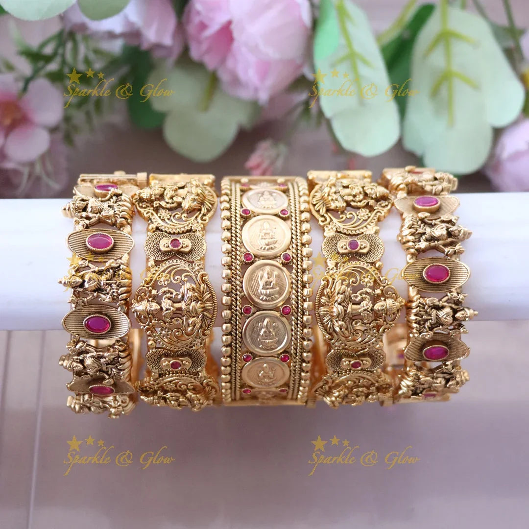 Exquisite Lakshmi Coin Bridal Bangle Set - Perfect Elegance