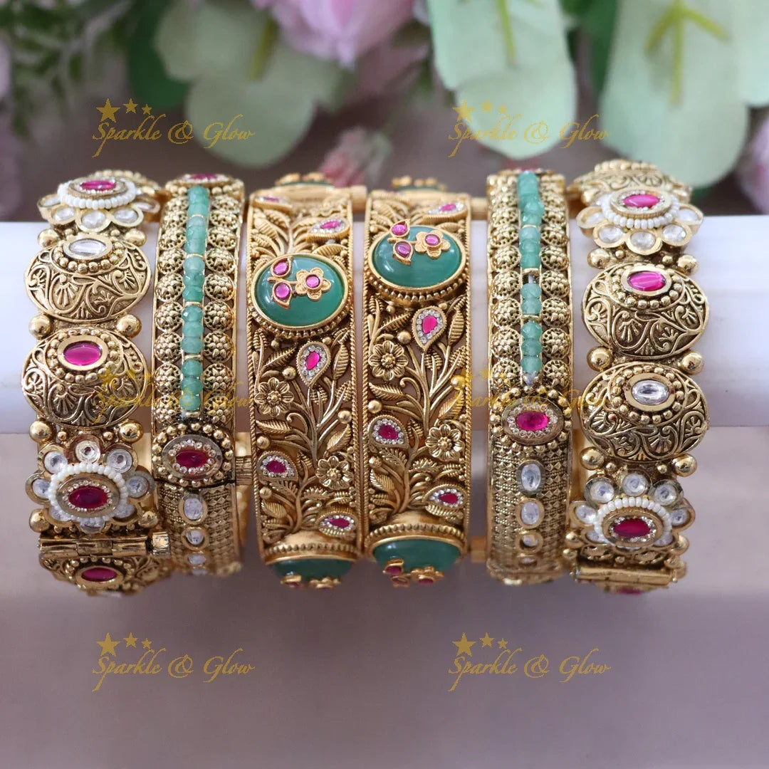 Exquisite Kundan Floral Bridal Bangles for Special Events