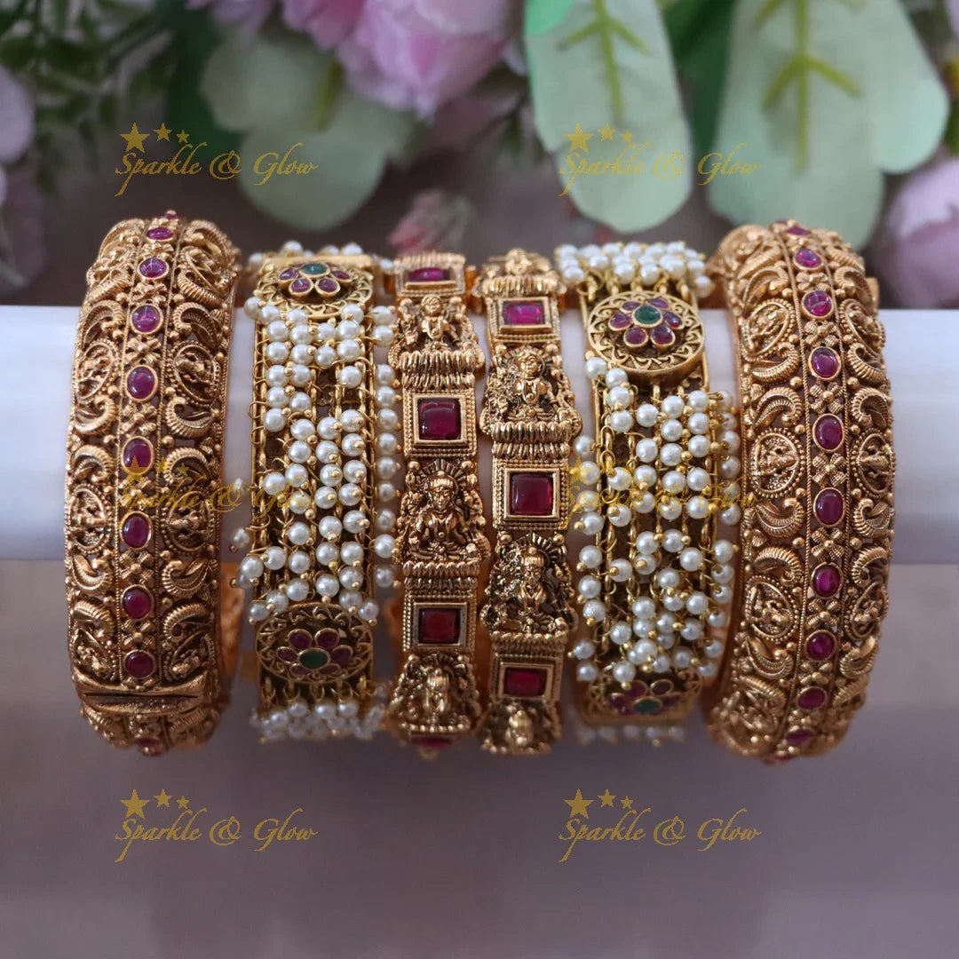 Exquisite Lakshmi Floral Bridal Bangles Set Online