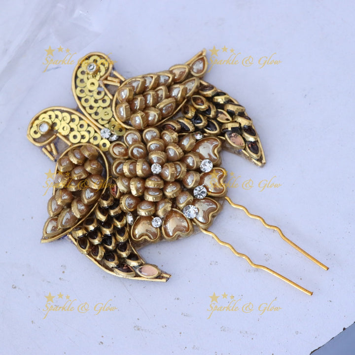 Exquisite Gold Jadabilla Hairpin for Bridal Elegance