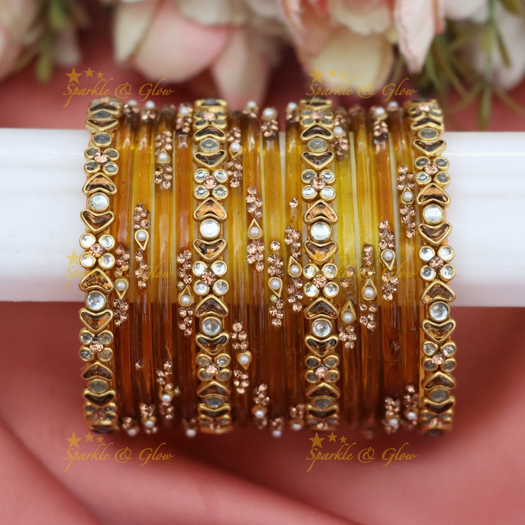 Lustrous Silk Thread Bangles with Gold & Pearl Accents