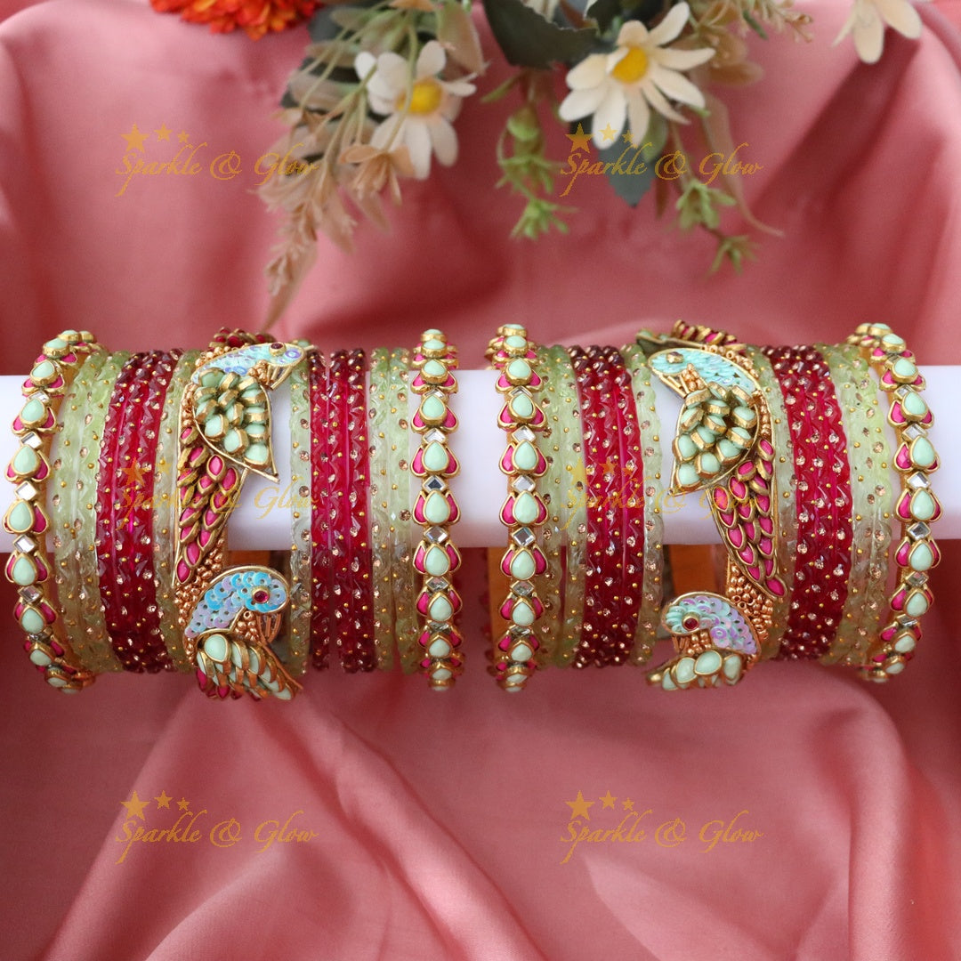 Elegant Peacock Motif Silk Thread Bangles for Celebrations