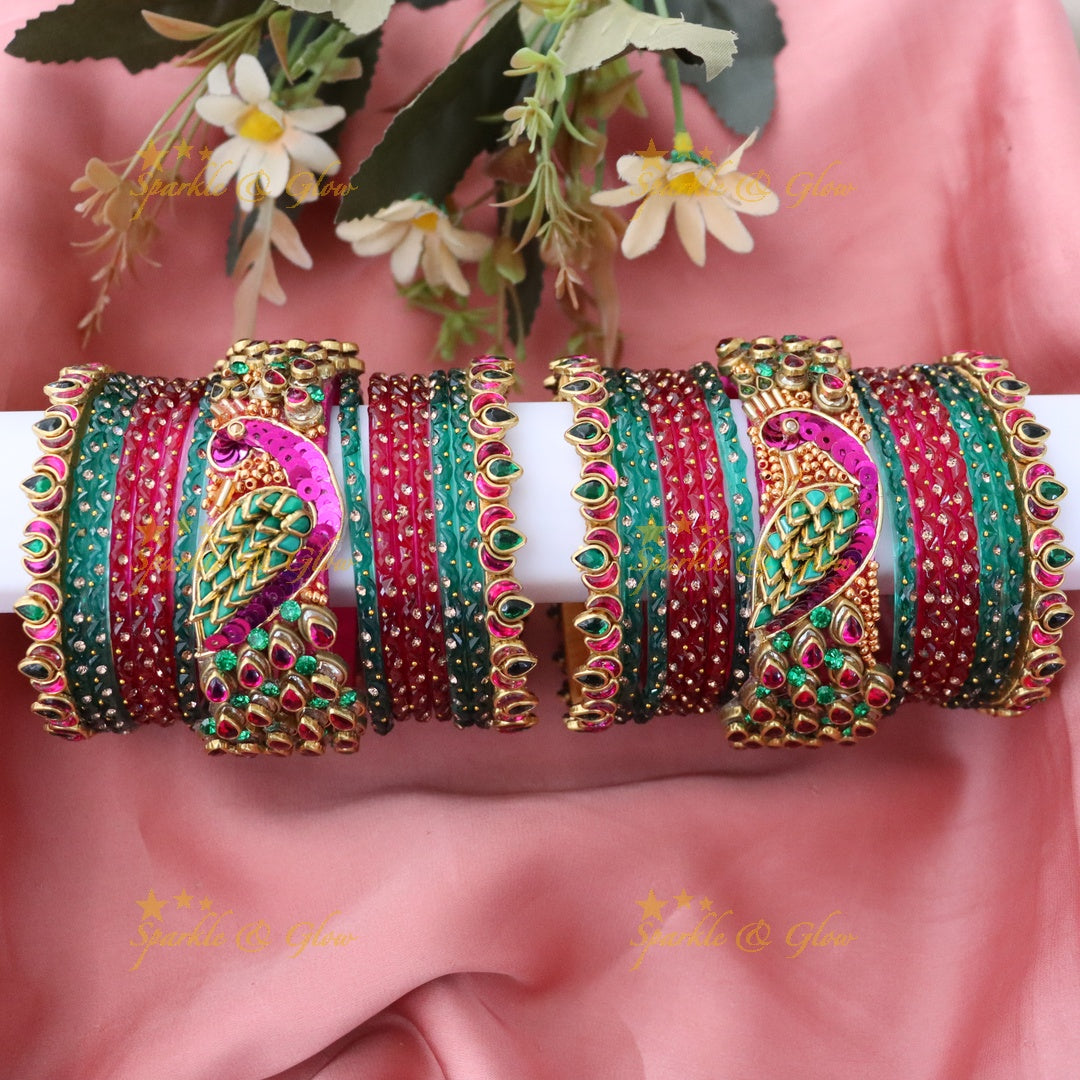 Exquisite Silk Thread Peacock Bangles for Festivities