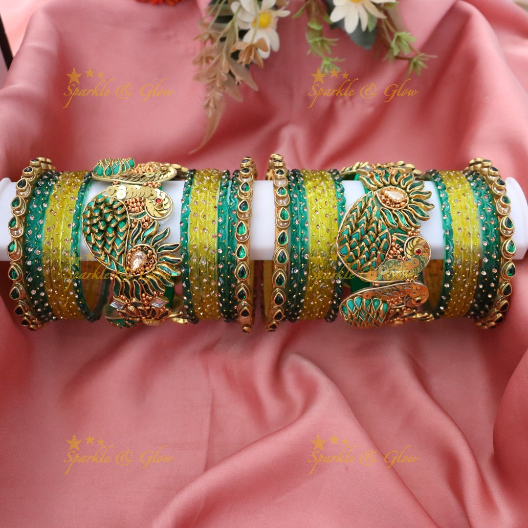 Exquisite Green Silk Thread Bangle Set - Festive Shine