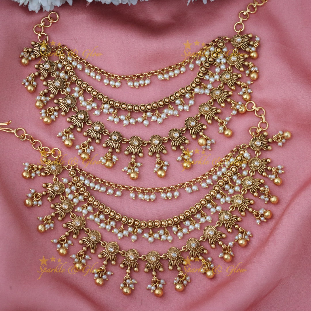 Exquisite Gold-Pearl Mattal for Festive Elegance