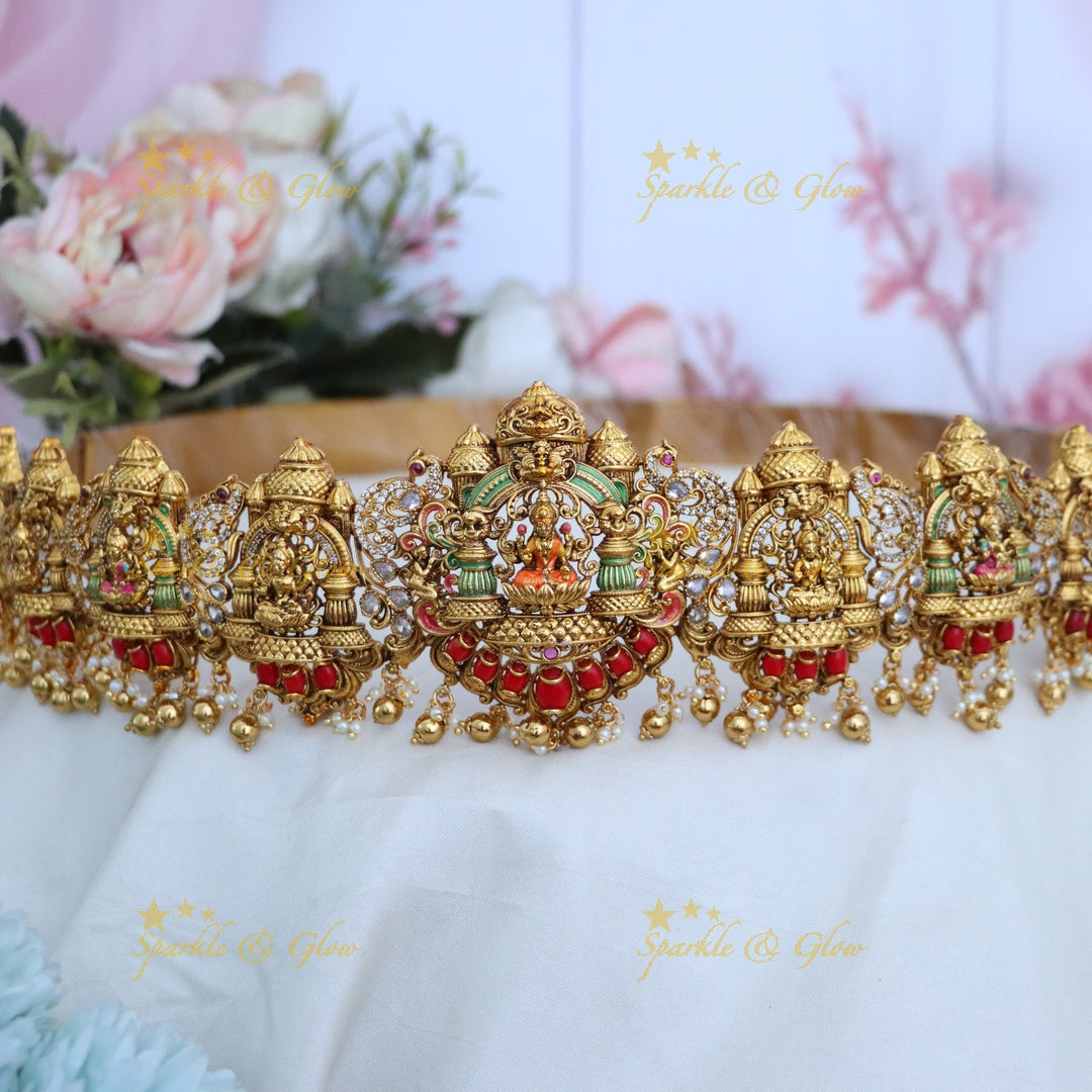 Exquisite Gold Plated Temple Design Bridal Hip Belt