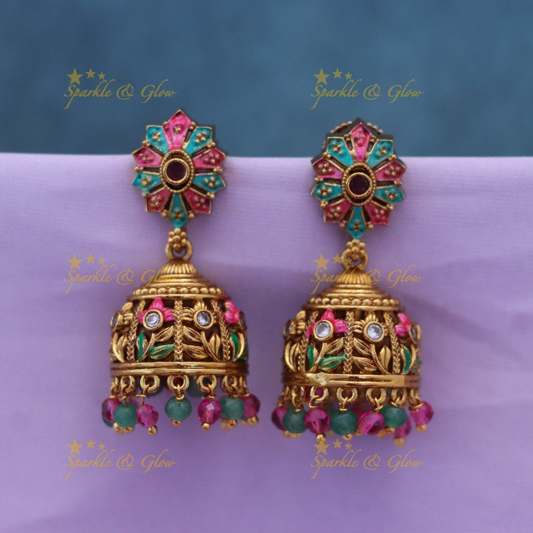 Exquisite Gold Jhumka Earrings for Festive & Wedding