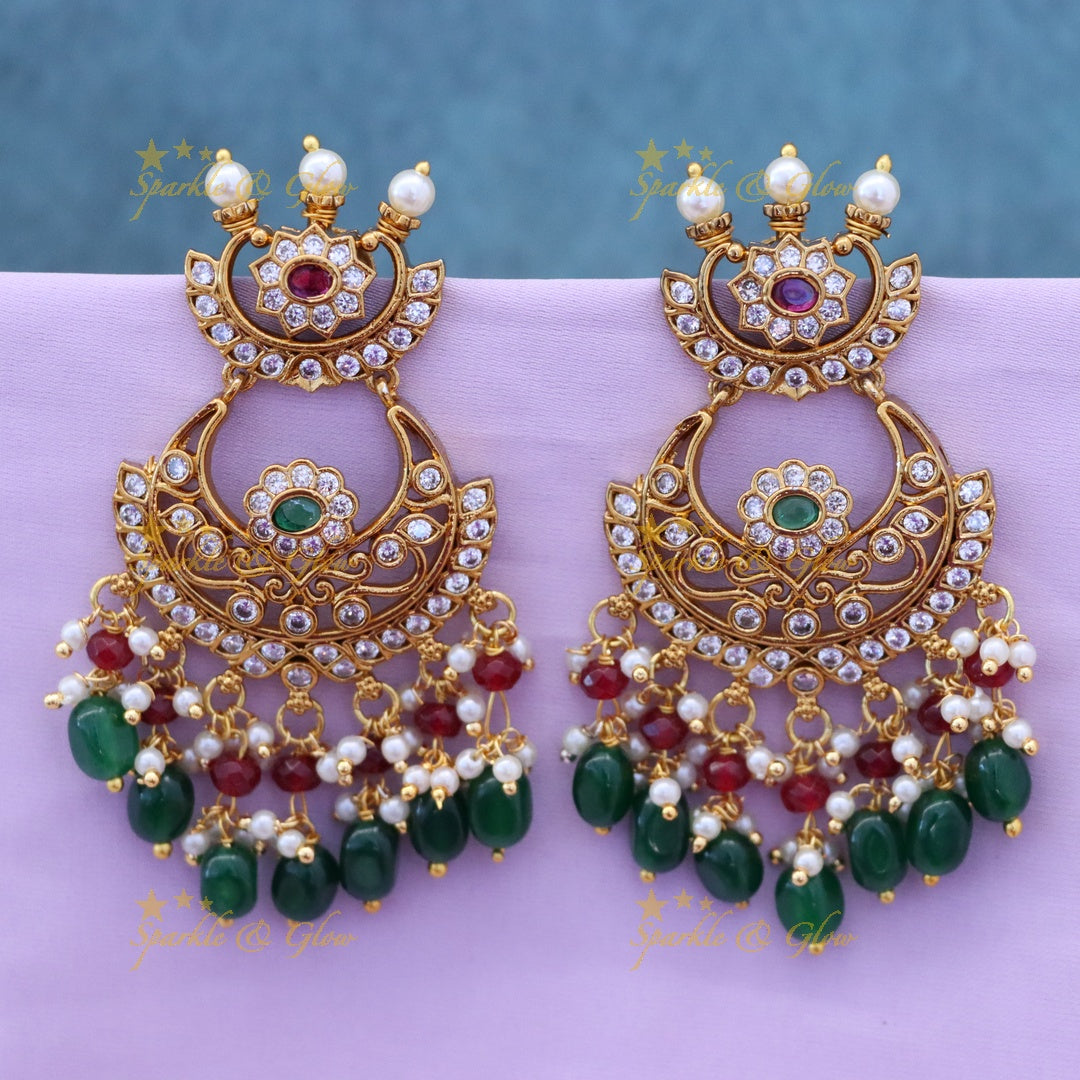 Radiant Gold Chandbali Earrings for Weddings & Festivals