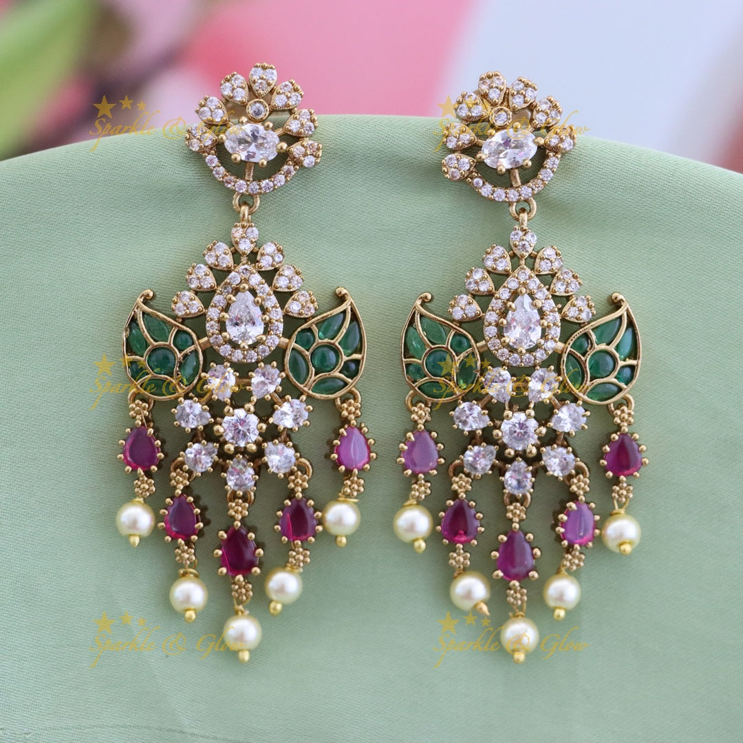 Exquisite Gold-Plated Festive Chandelier Earrings