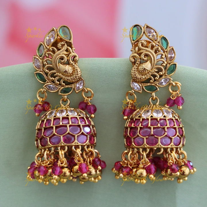 Exquisite Gold Jhumka Earrings for Festive Elegance
